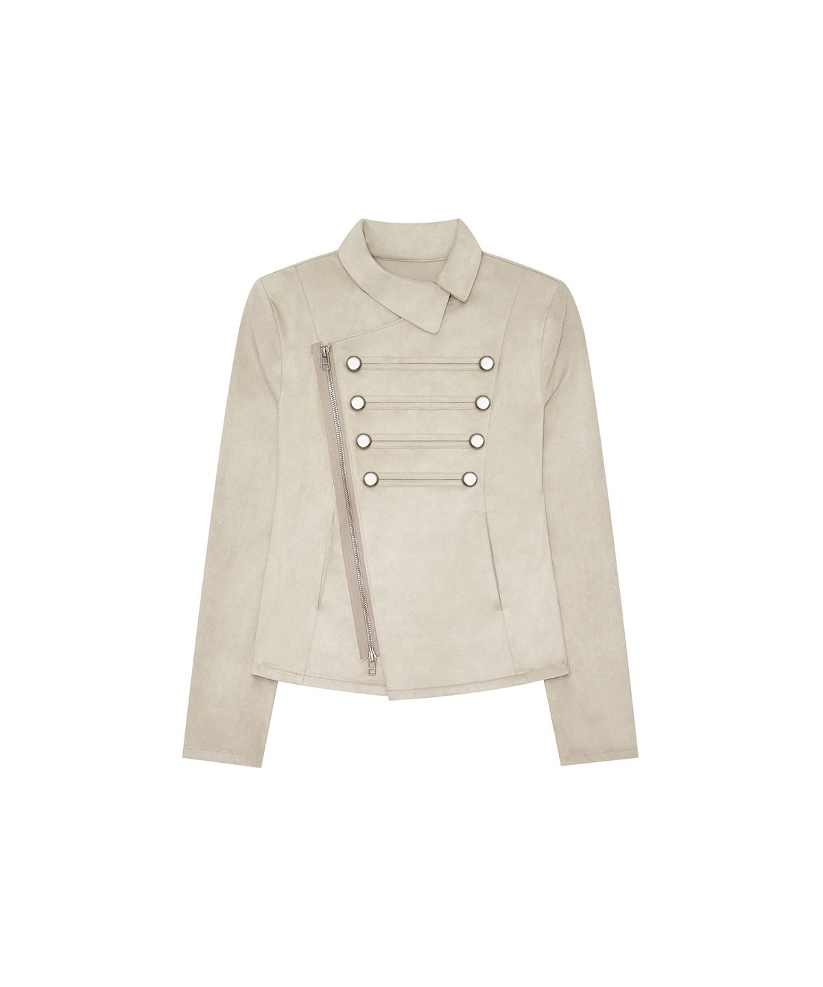 카시코(KASHIKO) Asymmetric Zip Napoleon Jacket Light Gray
