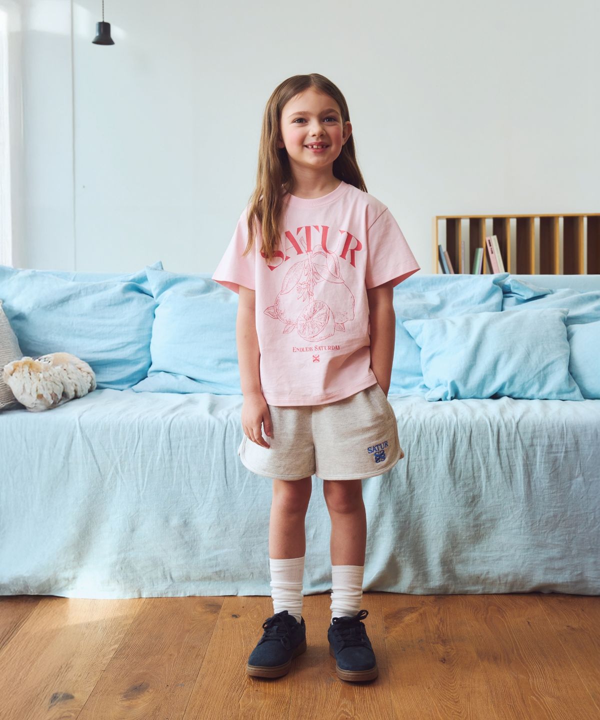 세터 키즈(SATUR KIDS) (K) 아페로 피케 쇼츠 멜란지 화이트