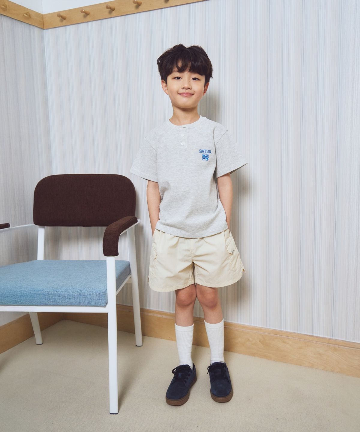 세터 키즈(SATUR KIDS) (K) 나일론 카고 쇼츠 크림