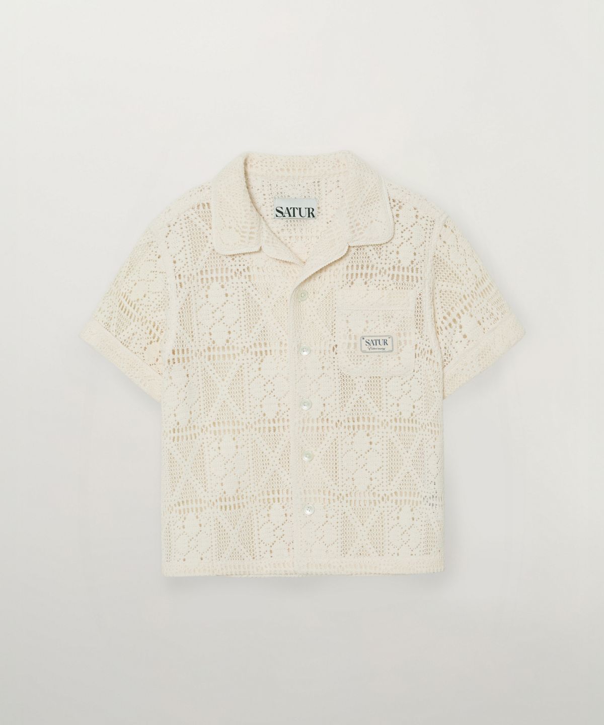 세터 키즈(SATUR KIDS) (K) 크로셰 오픈 칼라 하프 셔츠 크림