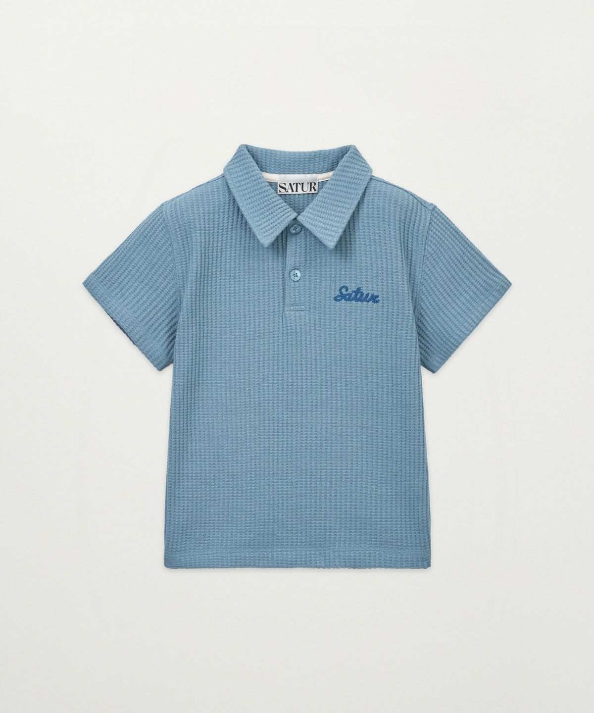 세터 키즈(SATUR KIDS) (K) 와플 칼라 반팔 티셔츠 블루