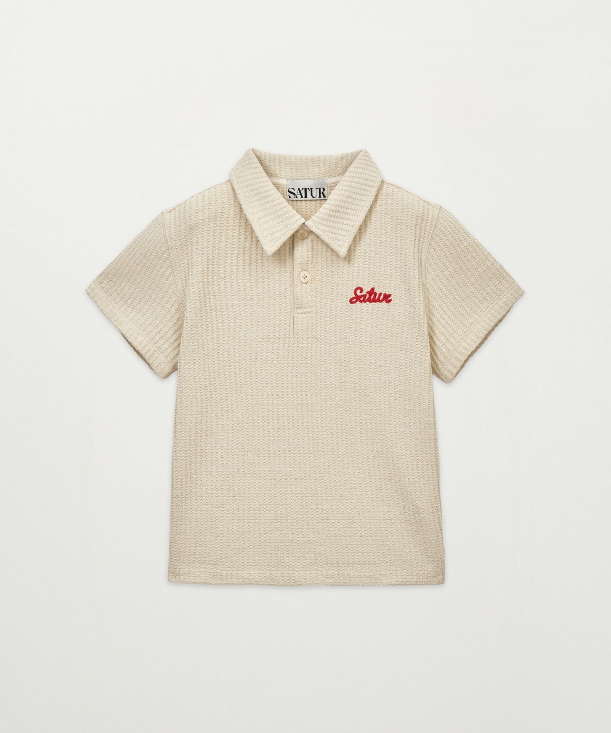 세터 키즈(SATUR KIDS) (K) 와플 칼라 반팔 티셔츠 크림