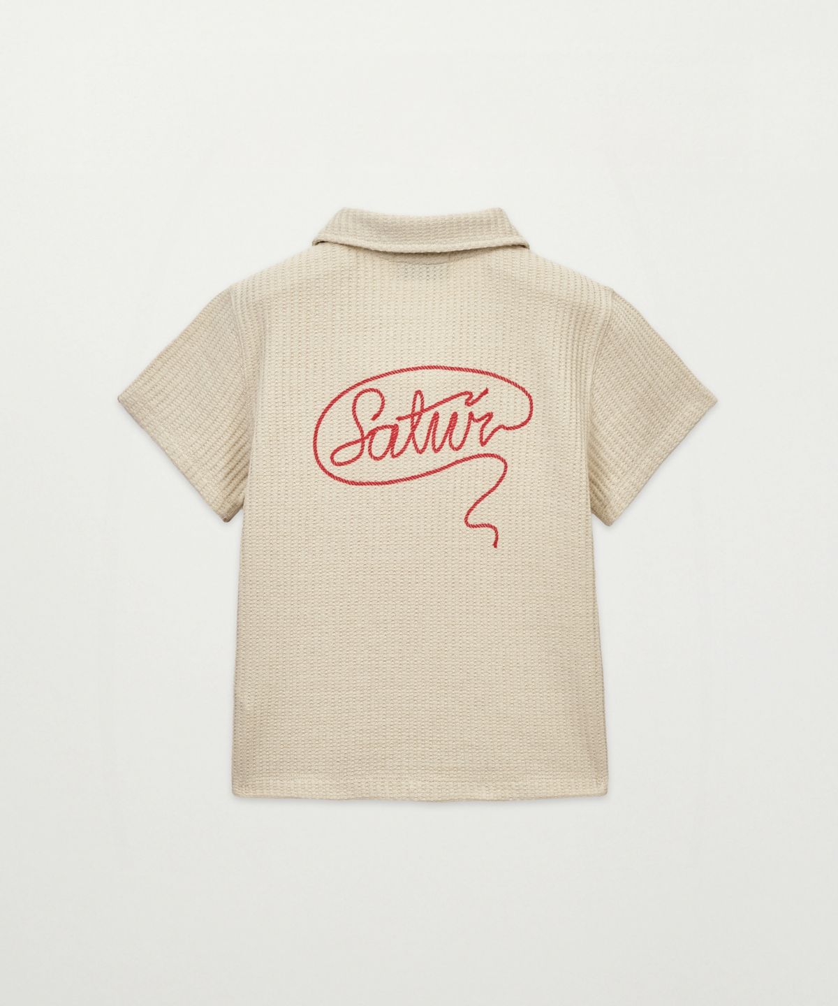 세터 키즈(SATUR KIDS) (K) 와플 칼라 반팔 티셔츠 크림
