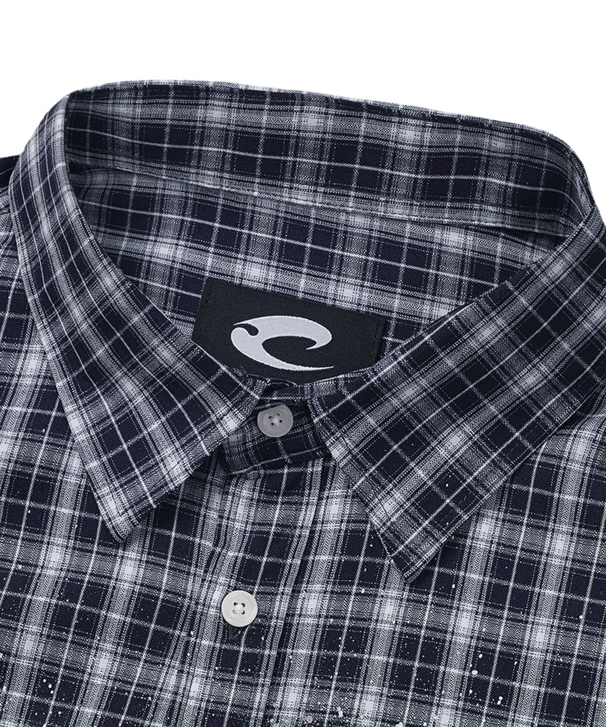 르렌느(LERENNE) Overfit Spray Check Shirt - Navy