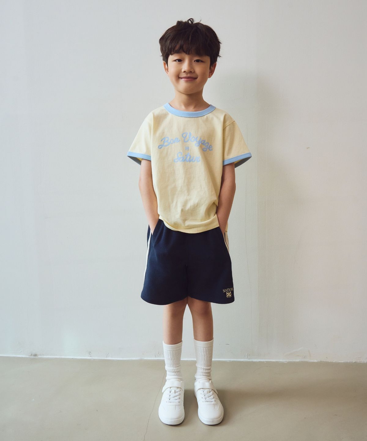 세터 키즈(SATUR KIDS) (K) 본 보야지 링거 반팔 티셔츠 옐로우