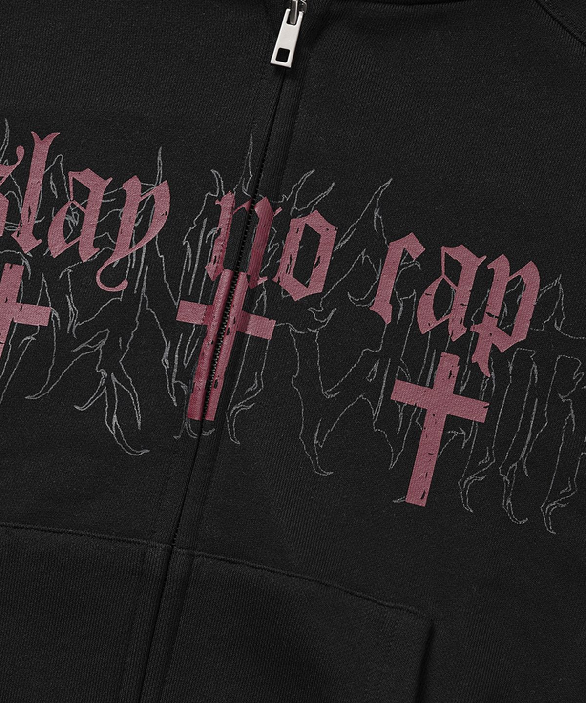 르렌느(LERENNE) Cross Crop Hood Zip-Up - Black