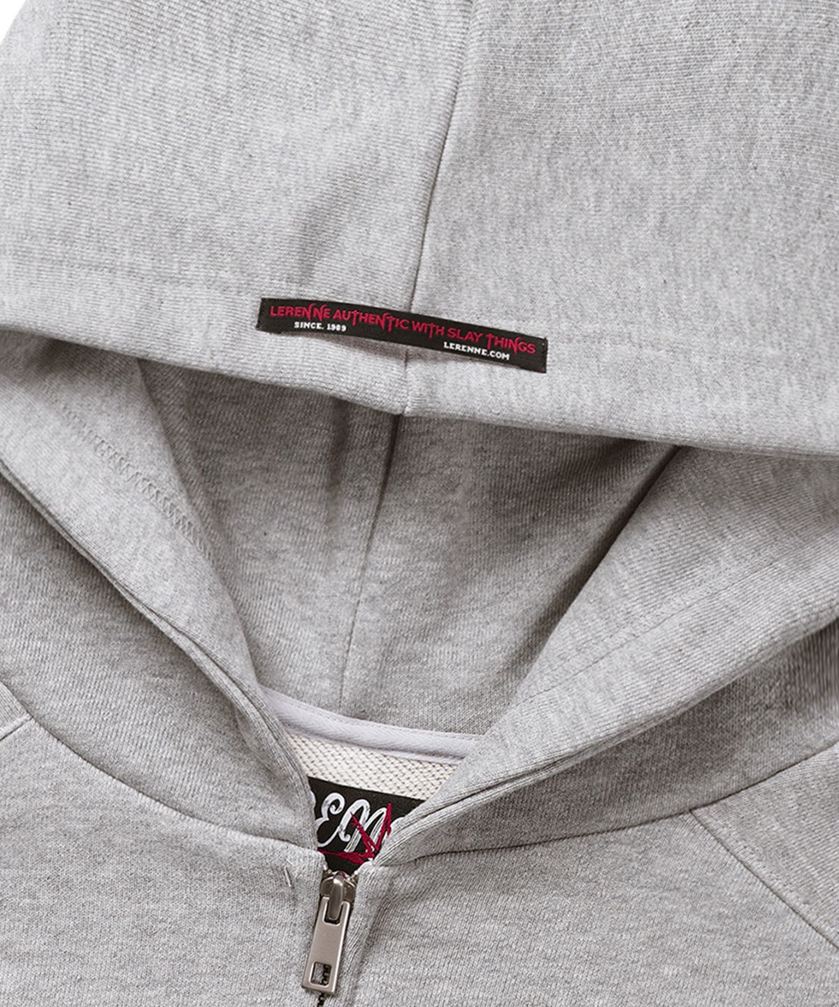 르렌느(LERENNE) Cross Crop Hood Zip-Up - Grey