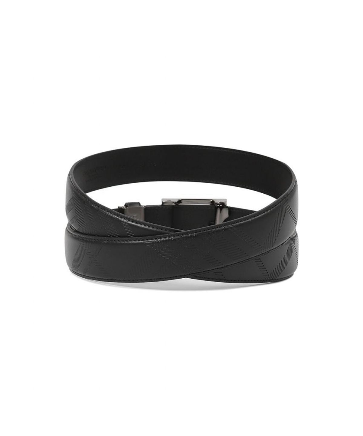 베노베로(BENOVERO) 체크엠보 흑사틴 자동벨트 블랙_BLG1ACB1285K1