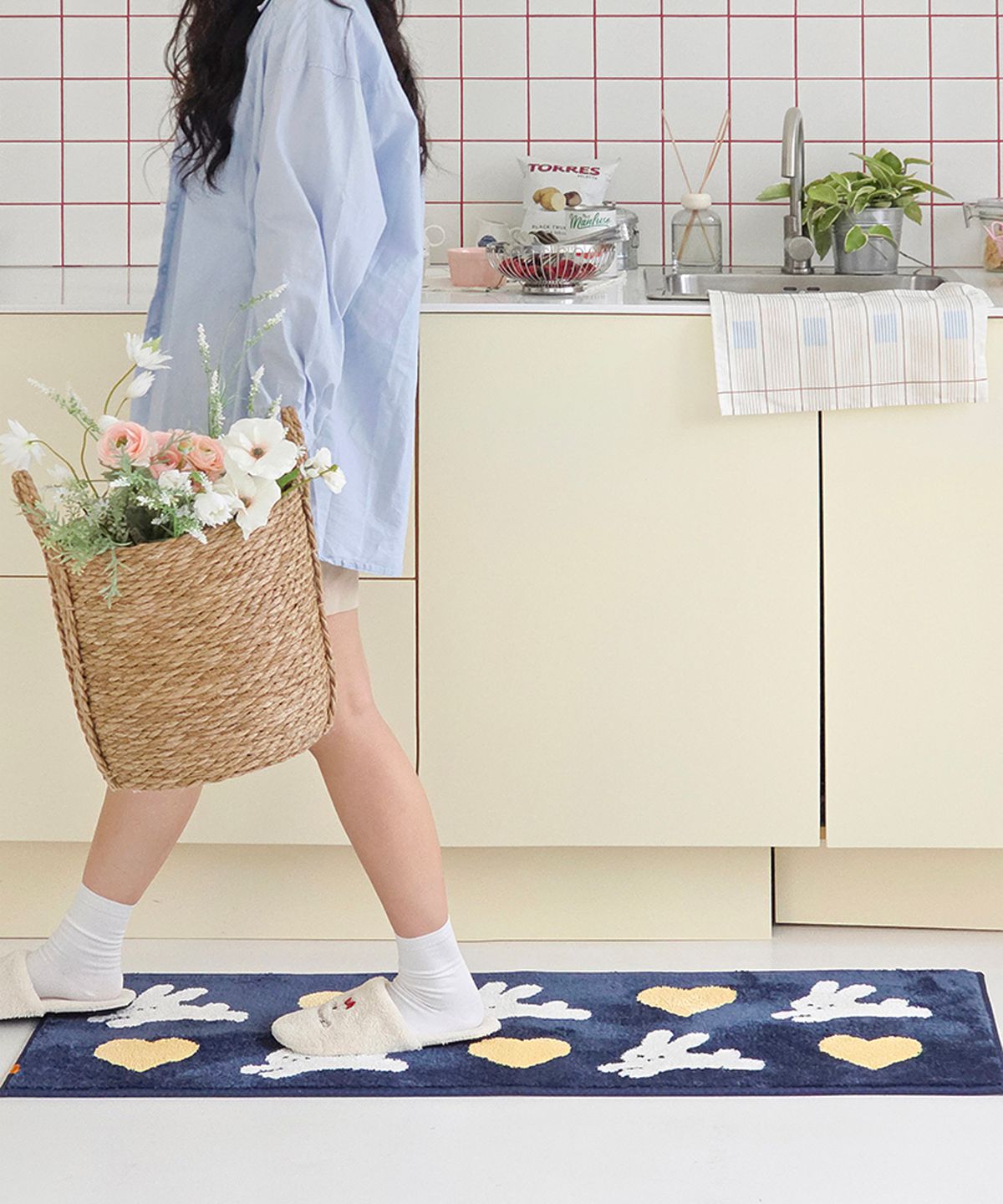 러움(RUGUM) 럼미모어 러빗 자카드 주방매트