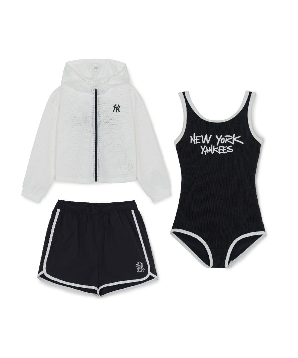 엠엘비 키즈(MLB KIDS) 걸즈 스트릿 메쉬 후드집업 3P 세트 NY (Black)