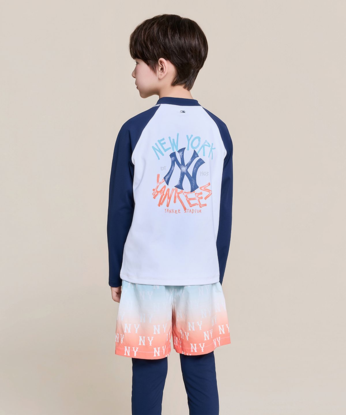 엠엘비 키즈(MLB KIDS) 스트릿 모노그램 집업 래쉬가드 3P 세트 NY (Navy)