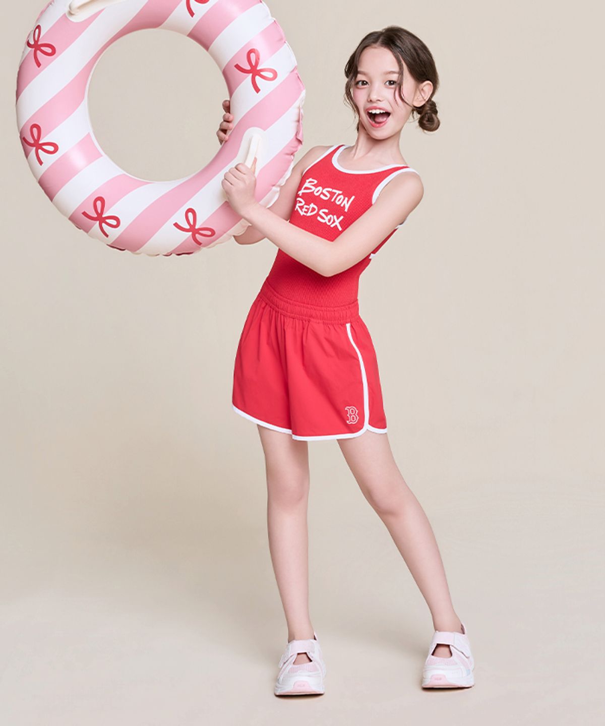 엠엘비 키즈(MLB KIDS) 걸즈 스트릿 메쉬 후드집업 3P 세트 BOS (L.Red)
