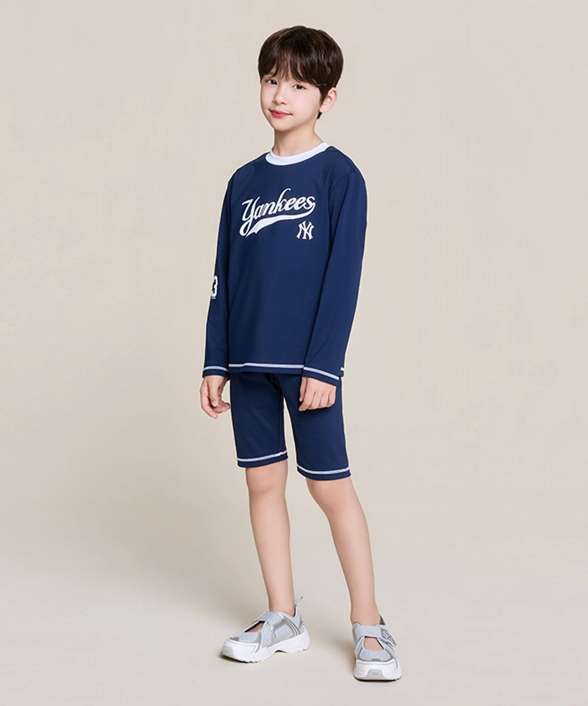 엠엘비 키즈(MLB KIDS) 스포티브 티셔츠 래쉬가드 레깅스 세트 NY (Navy)