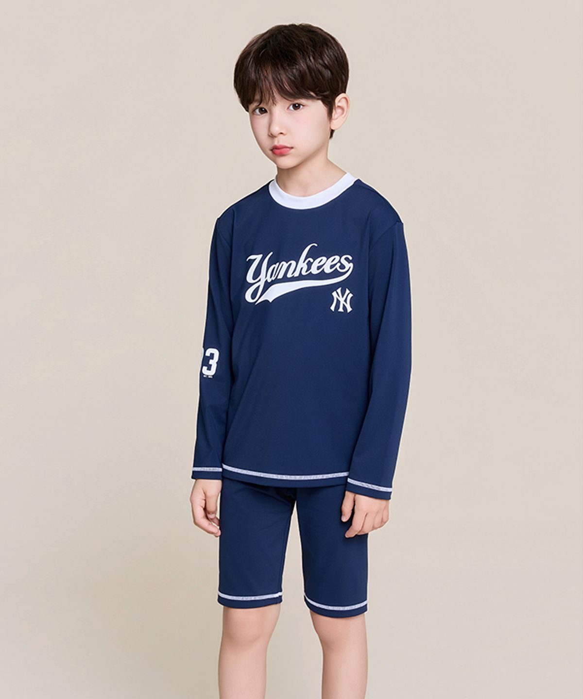 엠엘비 키즈(MLB KIDS) 스포티브 티셔츠 래쉬가드 레깅스 세트 NY (Navy)