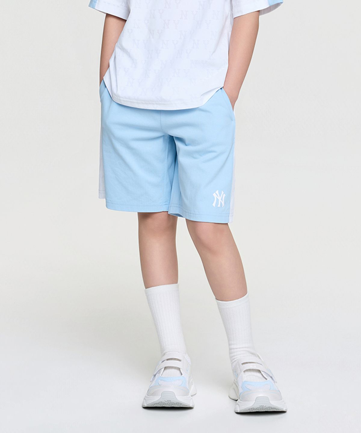 엠엘비 키즈(MLB KIDS) 모노그램 배색 반바지 NY (L.Blue)
