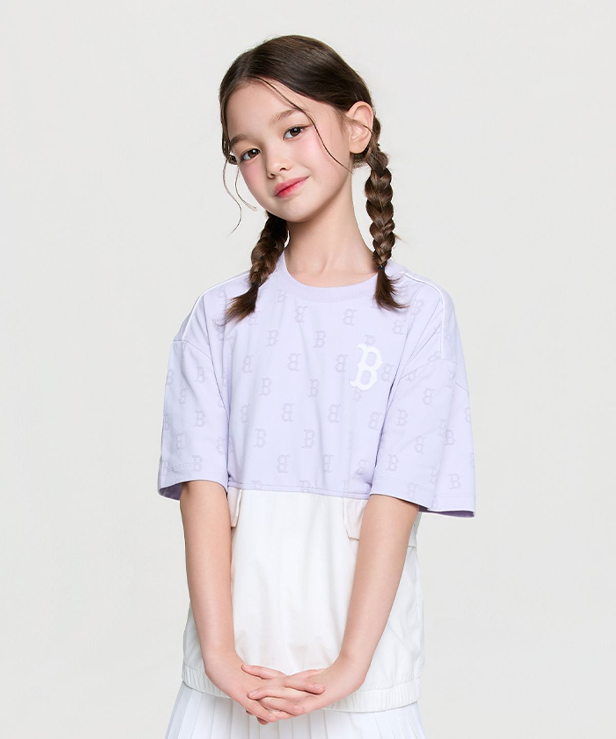 엠엘비 키즈(MLB KIDS) 스포티브 모노그램 자가드 티셔츠 BOS (Lavender)