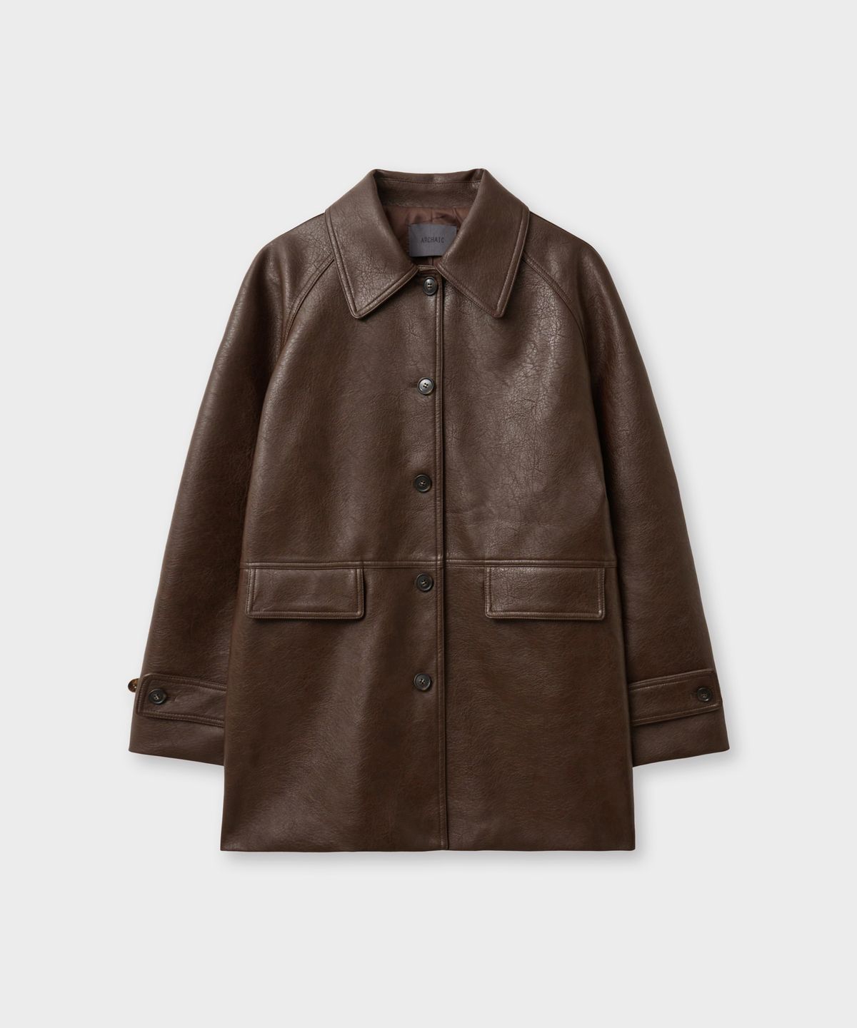 아르카익(ARCHAIC) faux leather half coat_brown