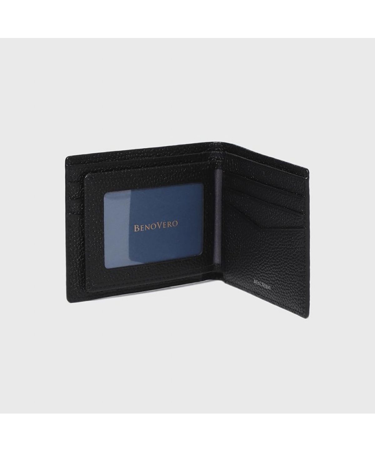 베노베로(BENOVERO) 매튜 체크 소가죽 반지갑 블랙_BKF1ACP2251K1