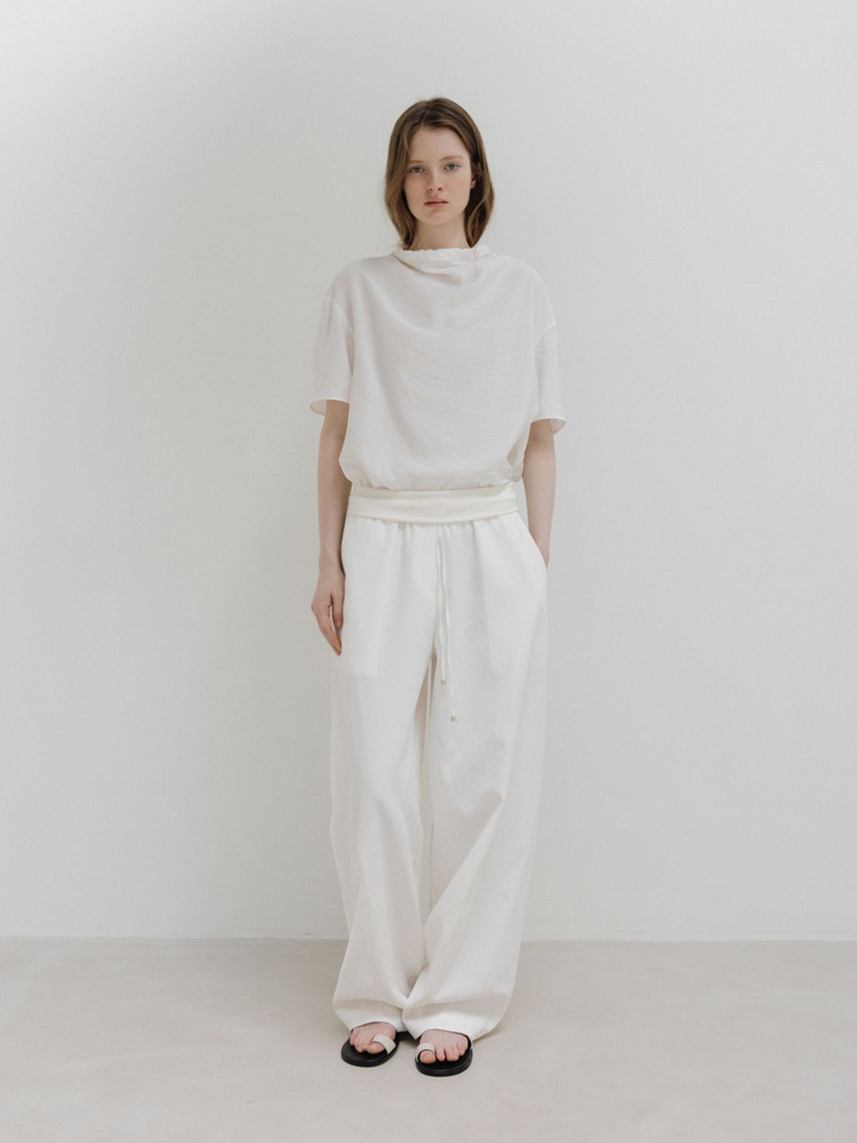 모이아(MOIA) folded banding pants (white)