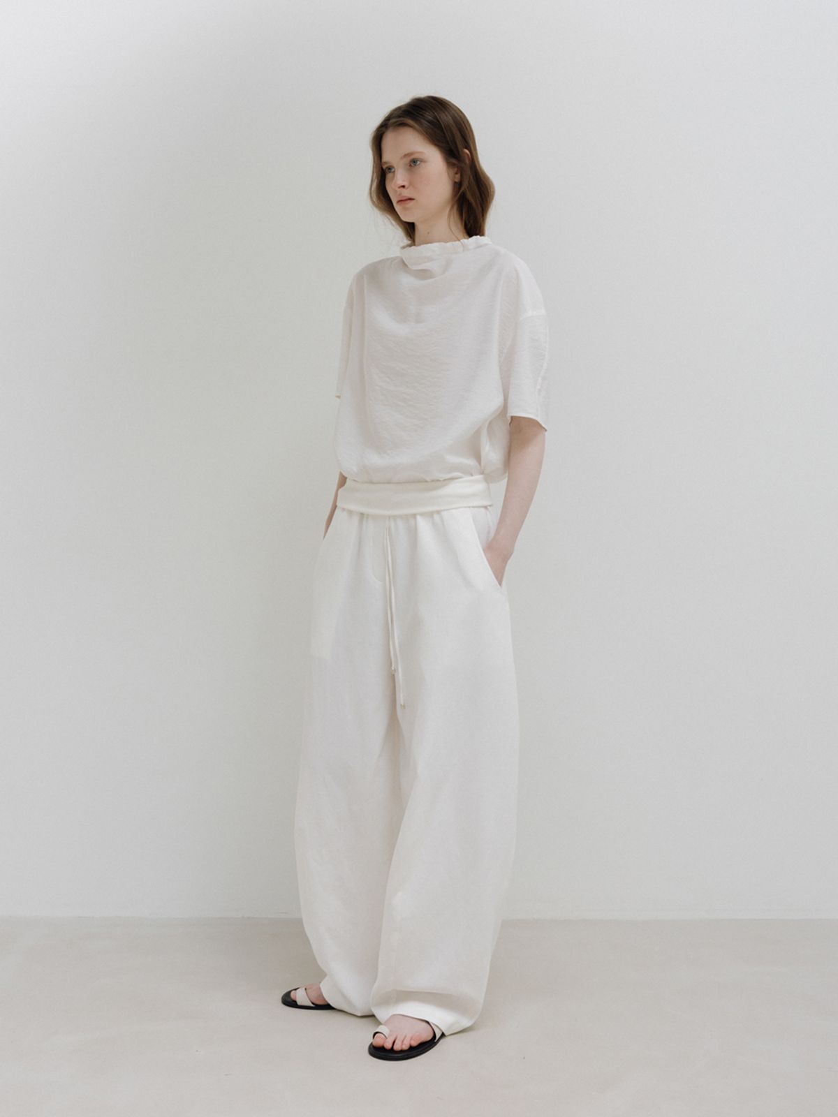 모이아(MOIA) folded banding pants (white)