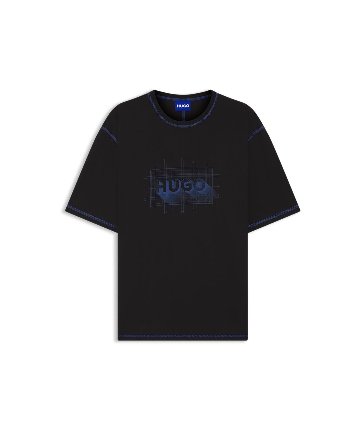 휴고(HUGO) 스티치 포인트 코튼 반팔 티셔츠 50553498_001
