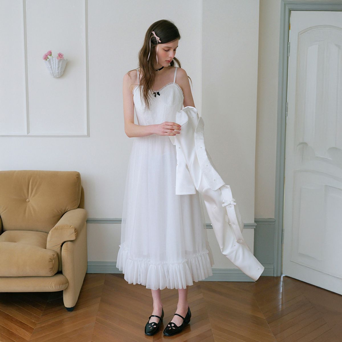 쎄무아듀(CEST MOIDEW) Cest_White lace camisole dress