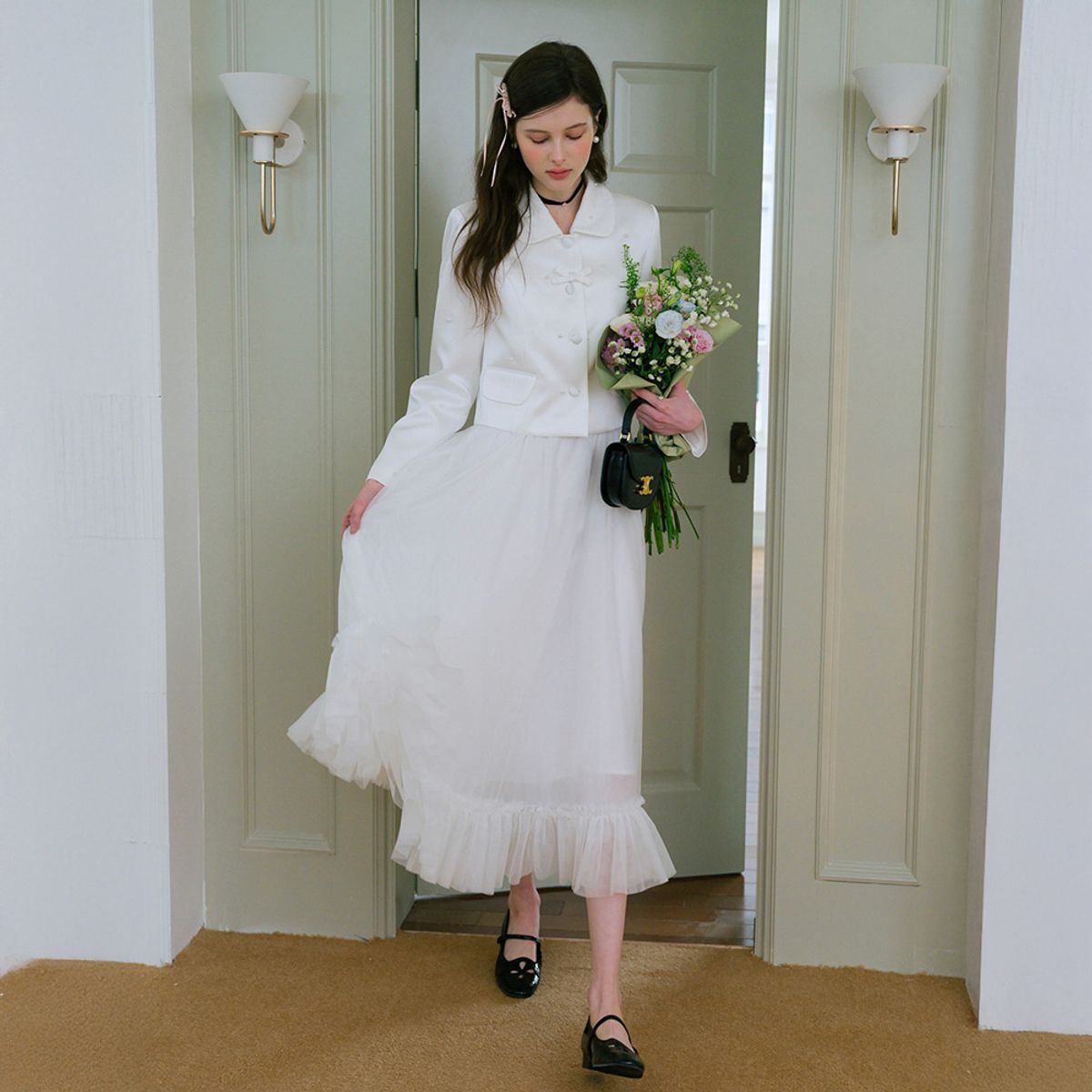 쎄무아듀(CEST MOIDEW) Cest_White pearl cropped jacket