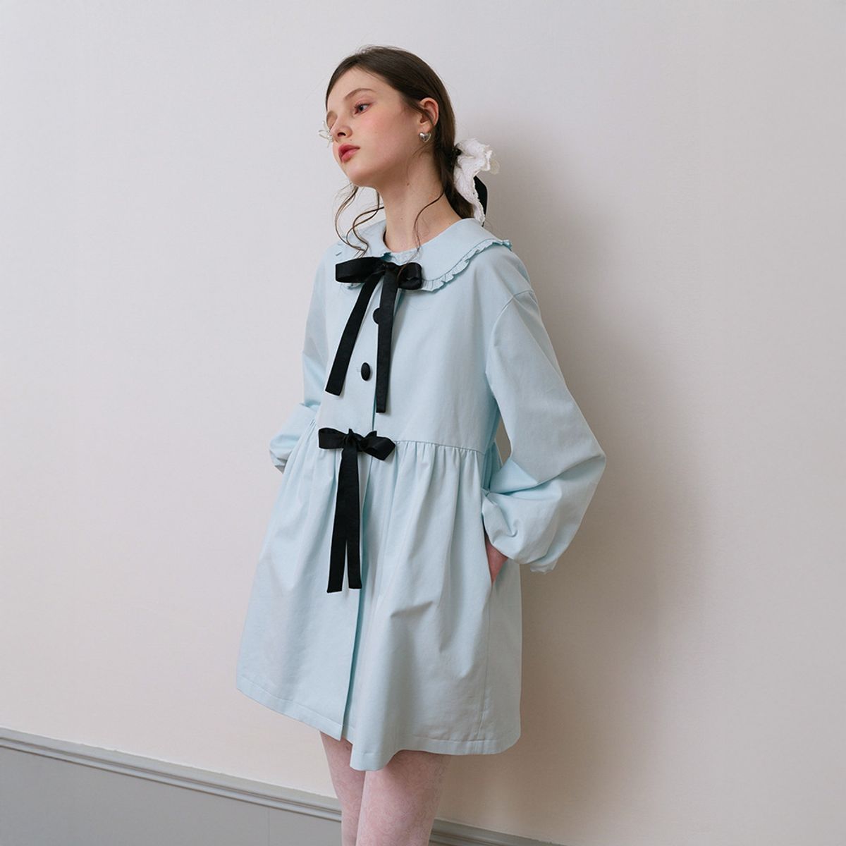 쎄무아듀(CEST MOIDEW) Cest_Ribbon doll collar mini dress coat