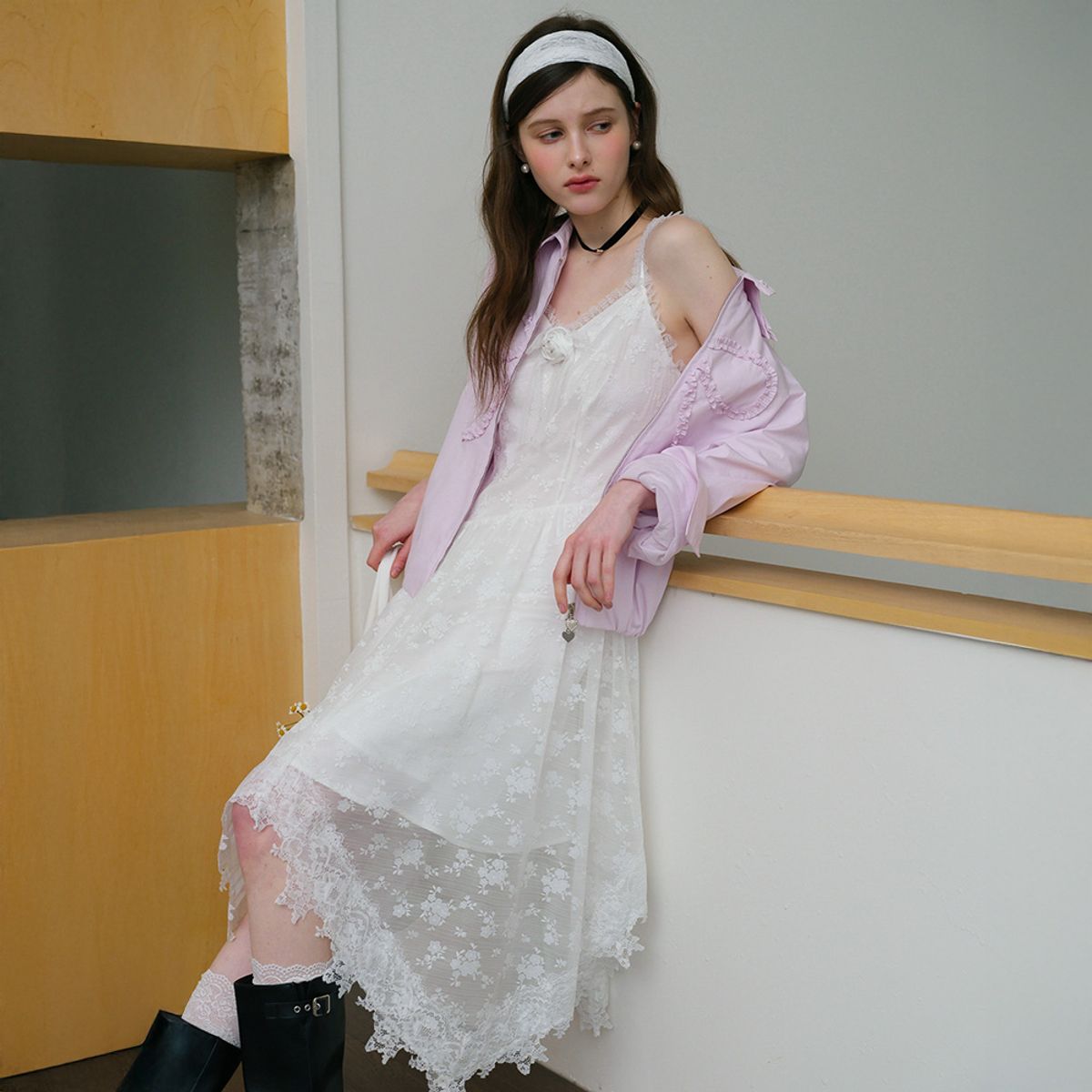 쎄무아듀(CEST MOIDEW) Cest_Floral lace camisole dress