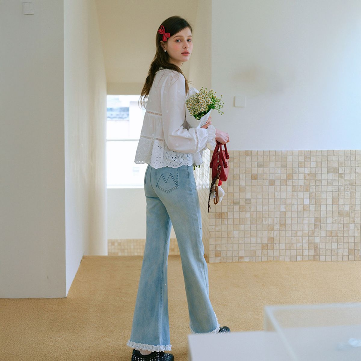 쎄무아듀(CEST MOIDEW) Cest_Beaded flare denim pants