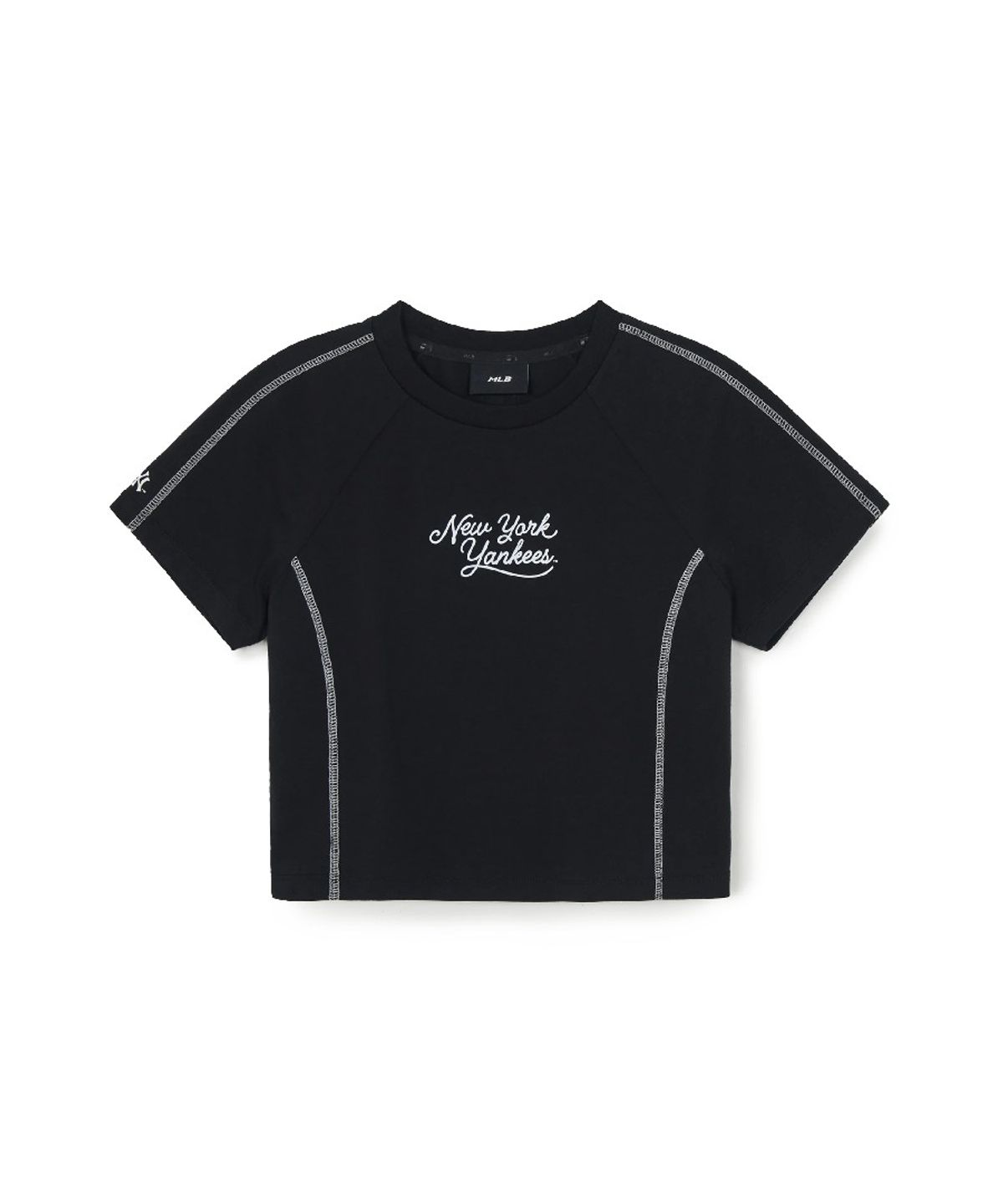 엠엘비(MLB) 여성 스포티브 트랙 크롭 반팔 티셔츠 NY (Black)
