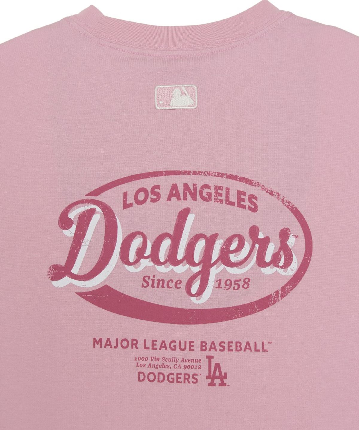 엠엘비(MLB) 빈티지 스포티브 컬시브 그래픽 반팔 티셔츠 LA (Mg.Pink)