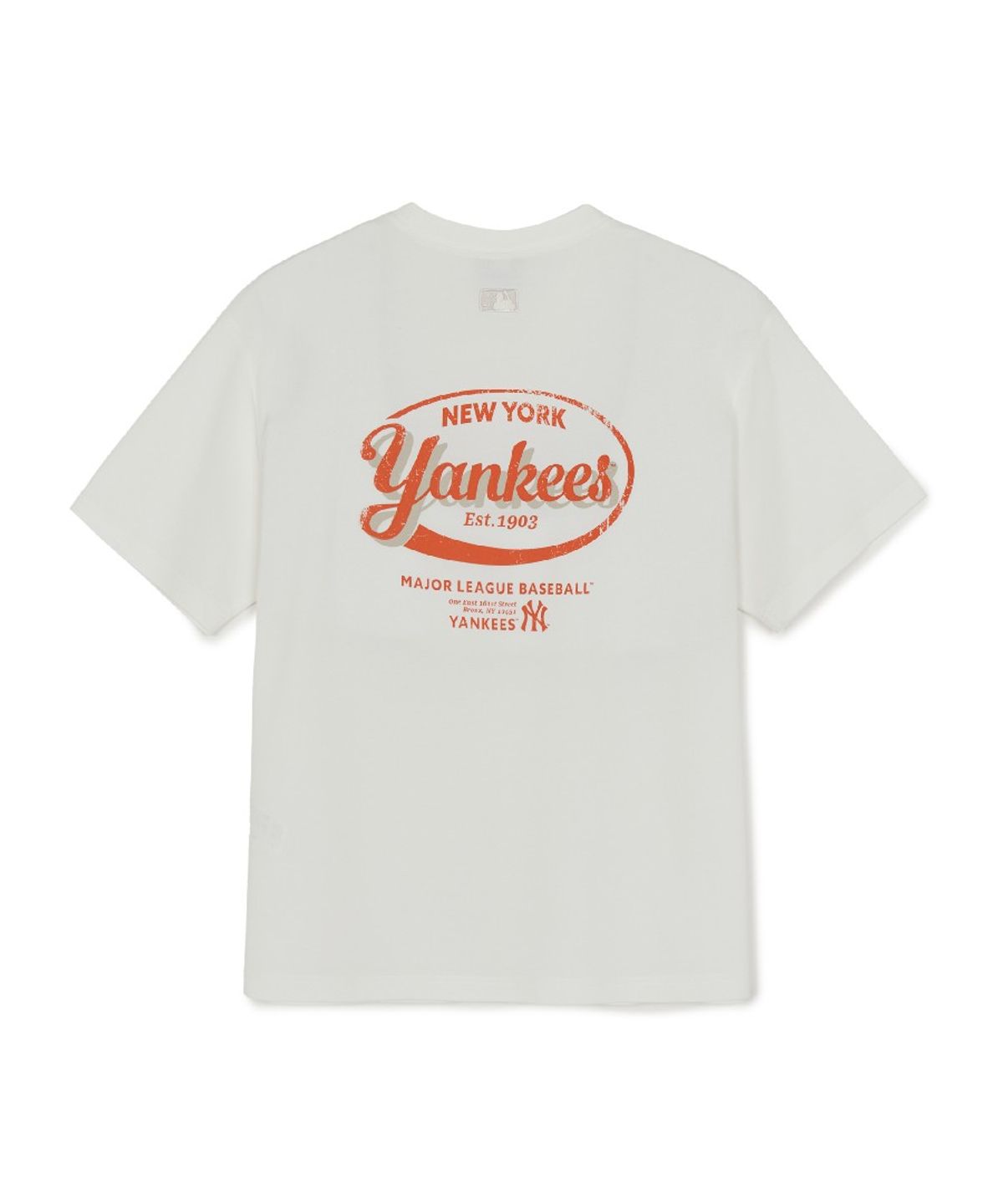 엠엘비(MLB) 빈티지 스포티브 컬시브 그래픽 반팔 티셔츠 NY (Ivory)