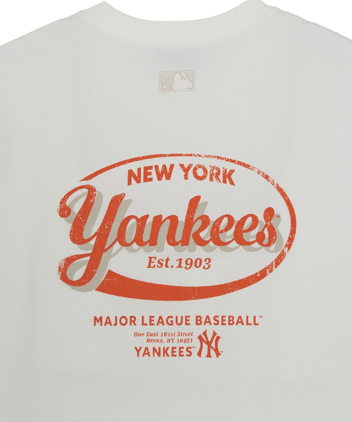 엠엘비(MLB) 빈티지 스포티브 컬시브 그래픽 반팔 티셔츠 NY (Ivory)