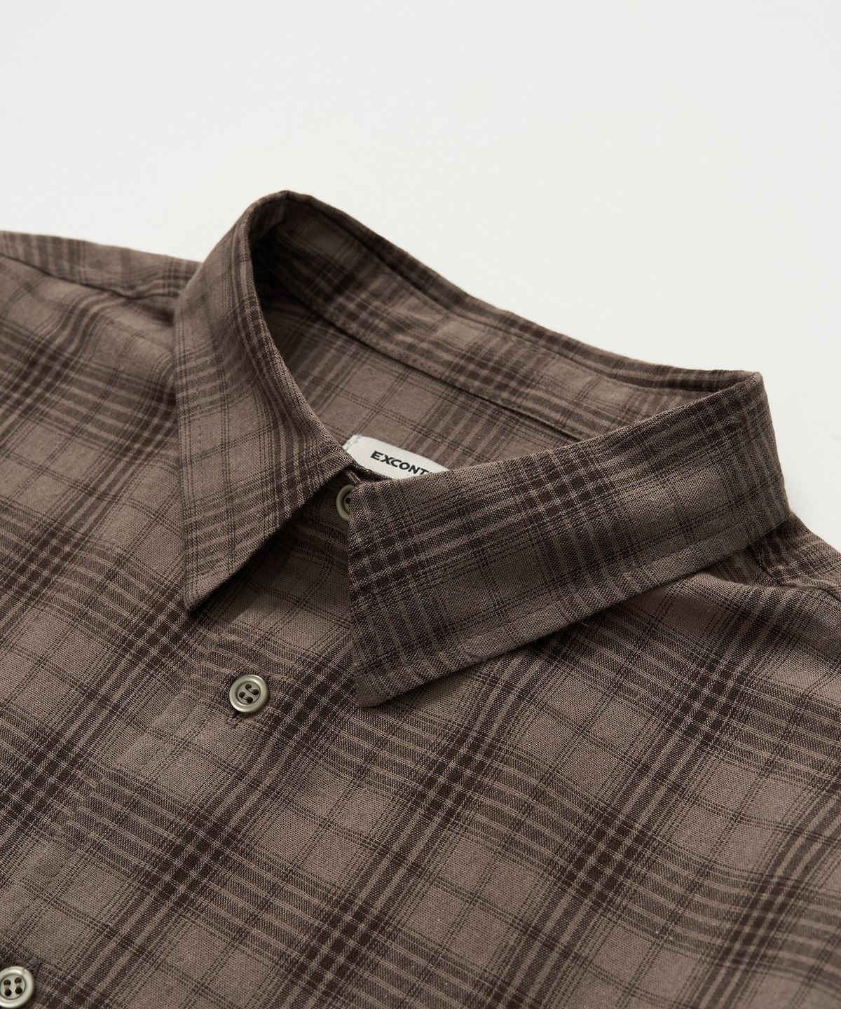엑스컨테이너(EXCONTAINER) 빈티지 체크 크롭 셔츠 (BROWN)