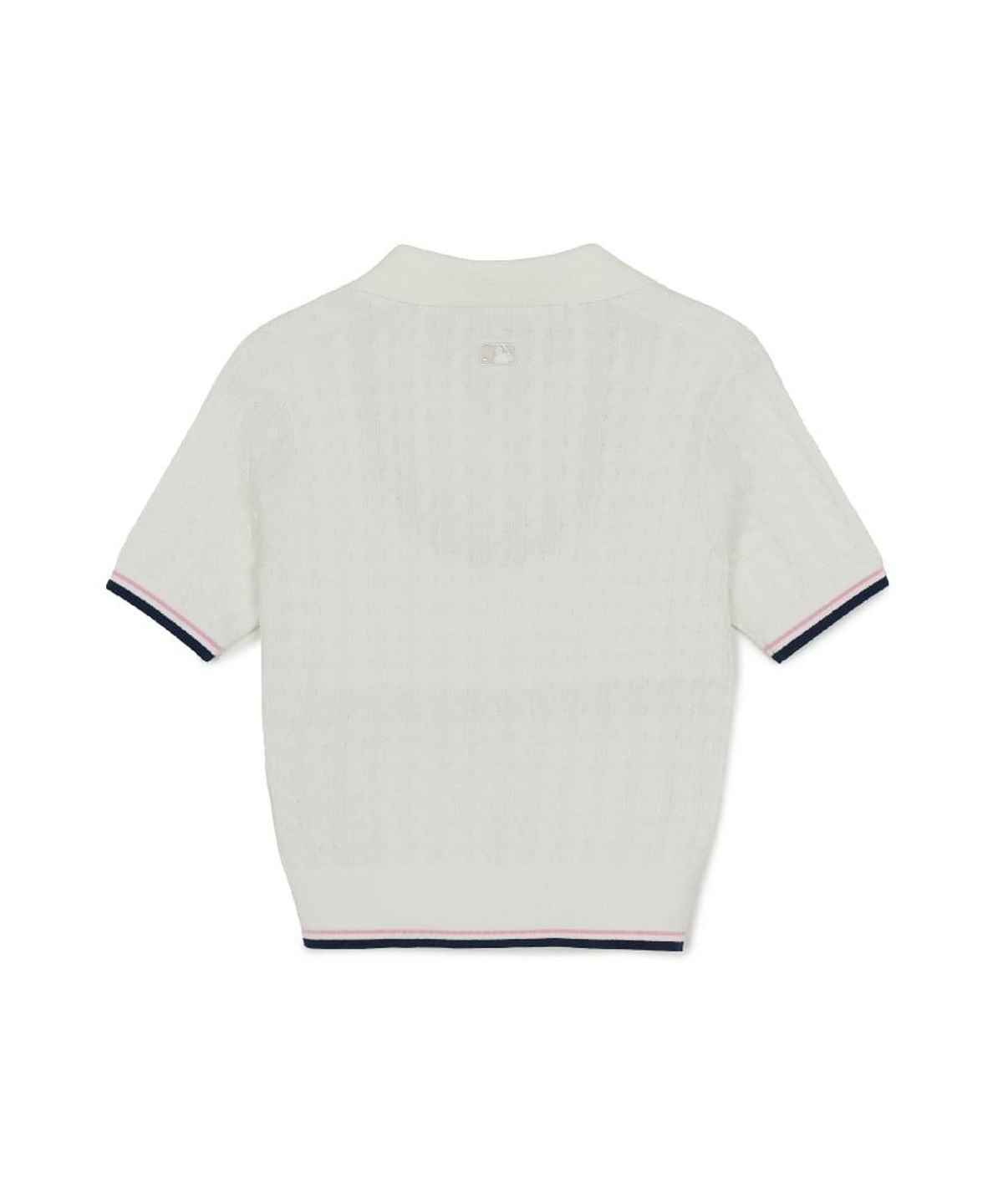 엠엘비(MLB) 여성 바시티 케이블 오픈카라 반팔니트 NY (White)