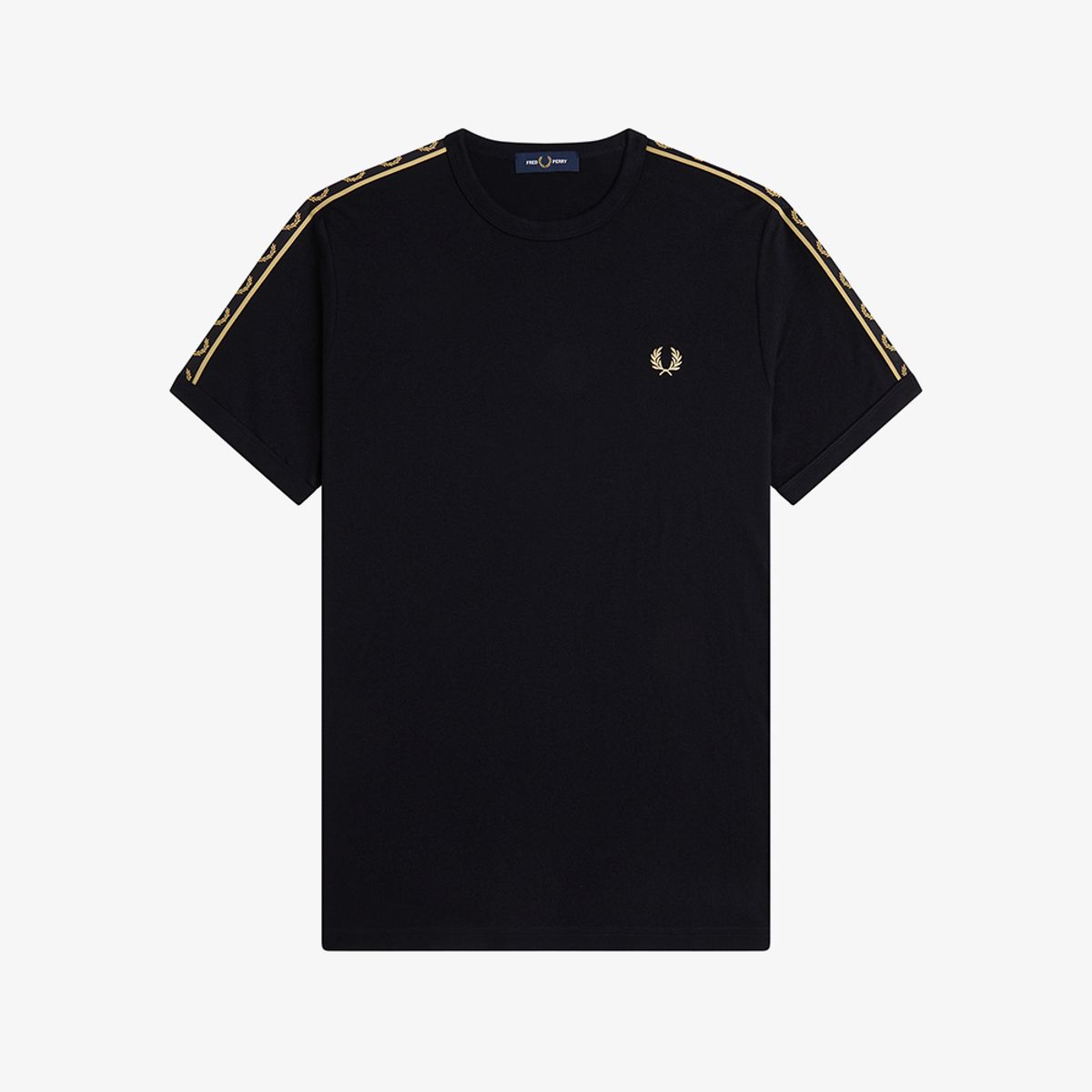 프레드페리(FRED PERRY) [Sport] 컨트라스트 테잎 링어 티셔츠 - 블랙/샴페인 AFPM2614613-90A