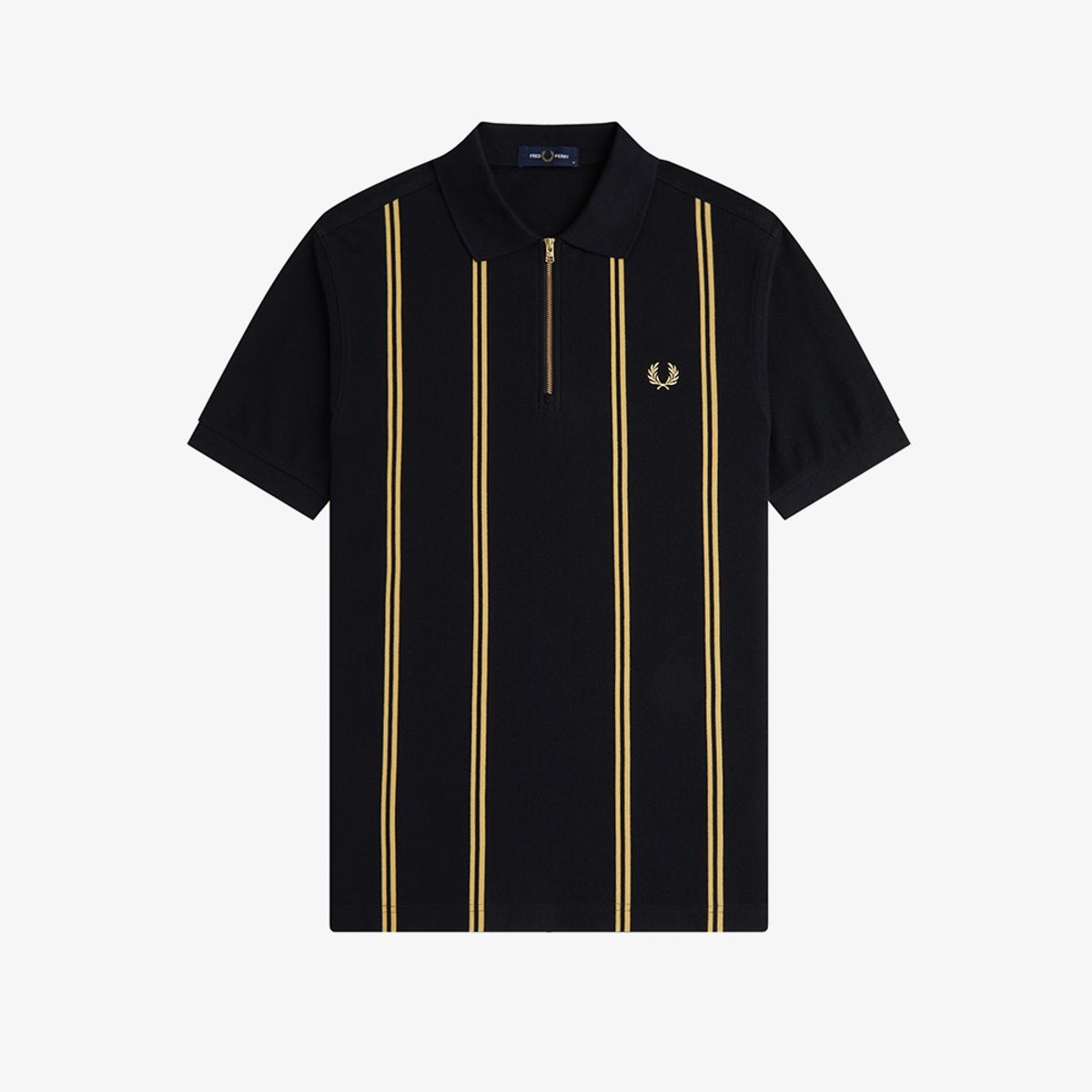 프레드페리(FRED PERRY) [Sport] 버티컬 스트라이프 폴로 셔츠 - 블랙/샴페인 AFPM2612419-90A