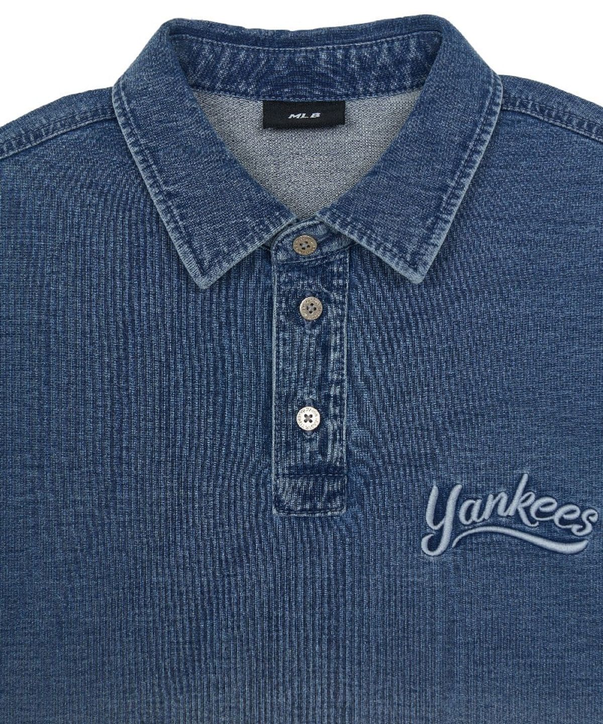 엠엘비(MLB) 베이직 스몰로고 져지 데님 반팔 폴로셔츠 NY (L.Blue)