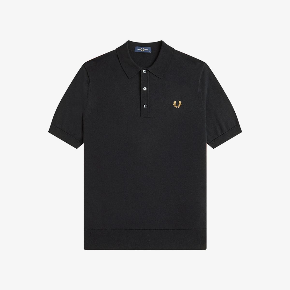 프레드페리(FRED PERRY) [Sharp] 숏 슬리브 코튼 니트 셔츠 - 블랙 AFPM2619725-198