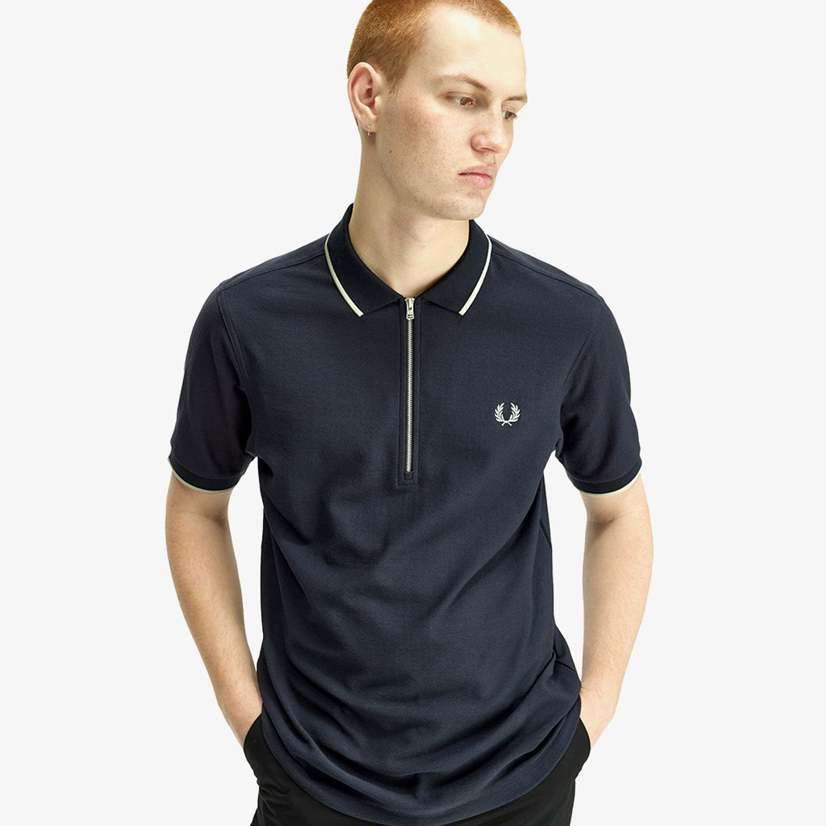 프레드페리(FRED PERRY) [Sharp] 크레이프 피케 폴로 셔츠 - 네이비 AFPM2612383-608