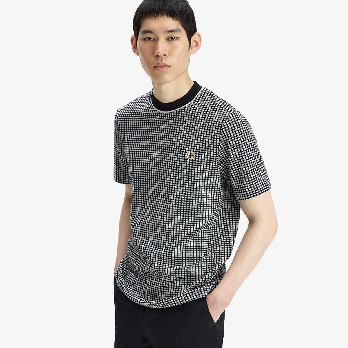 프레드페리(FRED PERRY) [Sharp] 체커보드 티셔츠 - 블랙 AFPM2612393-102