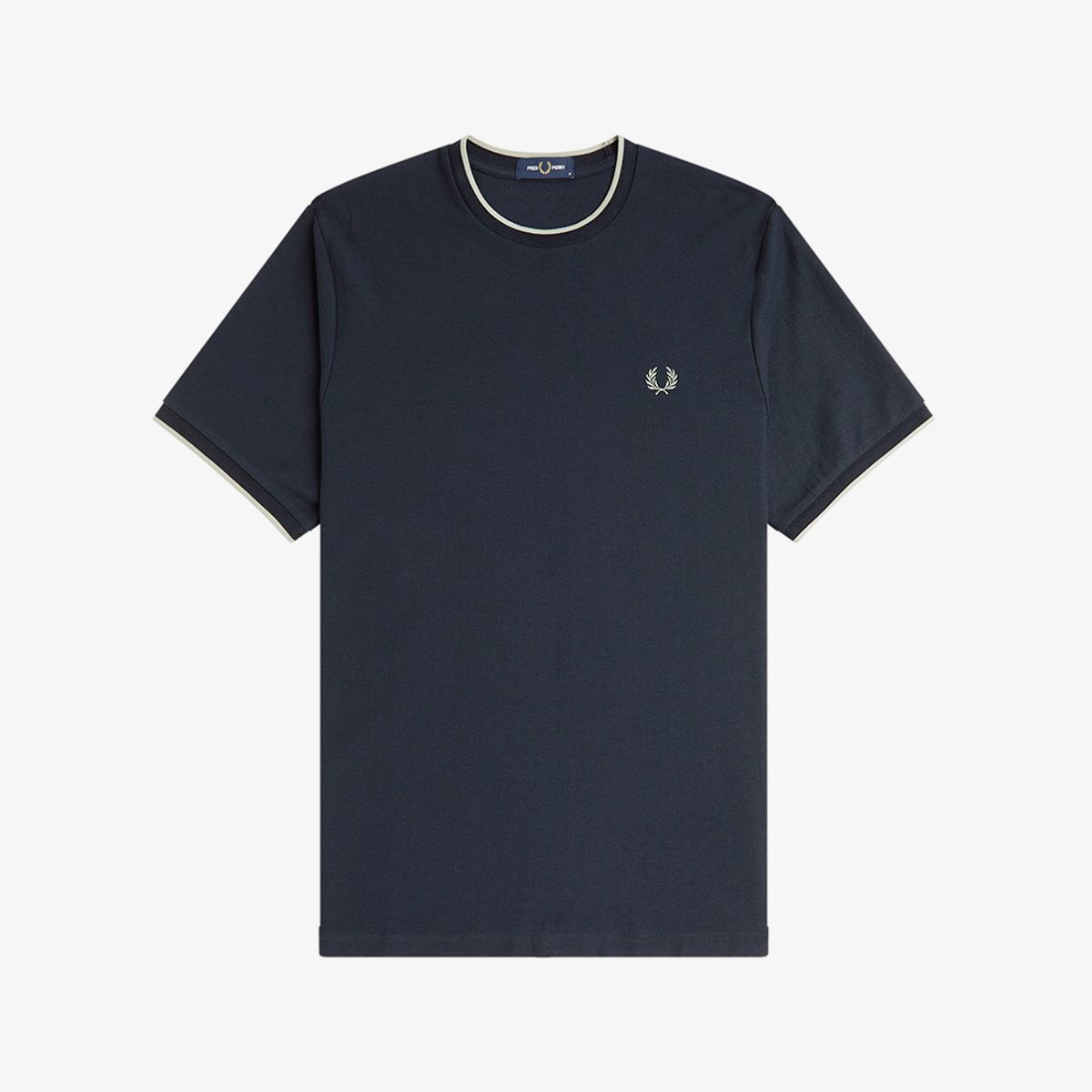 프레드페리(FRED PERRY) [Sharp] 트림 디테일 크레이프 피케 티셔츠 - 네이비 AFPM2612397-608