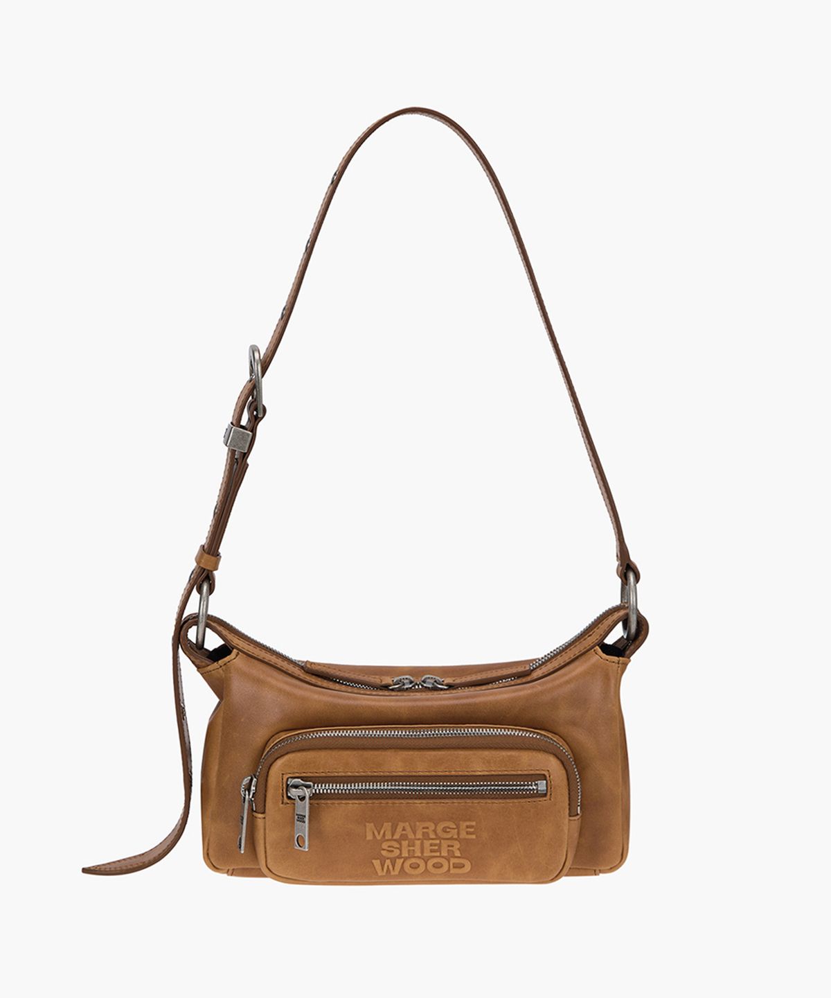 마지셔우드(MARGESHERWOOD) OUTPOCKET HOBO MINI_saddle brown pull-up