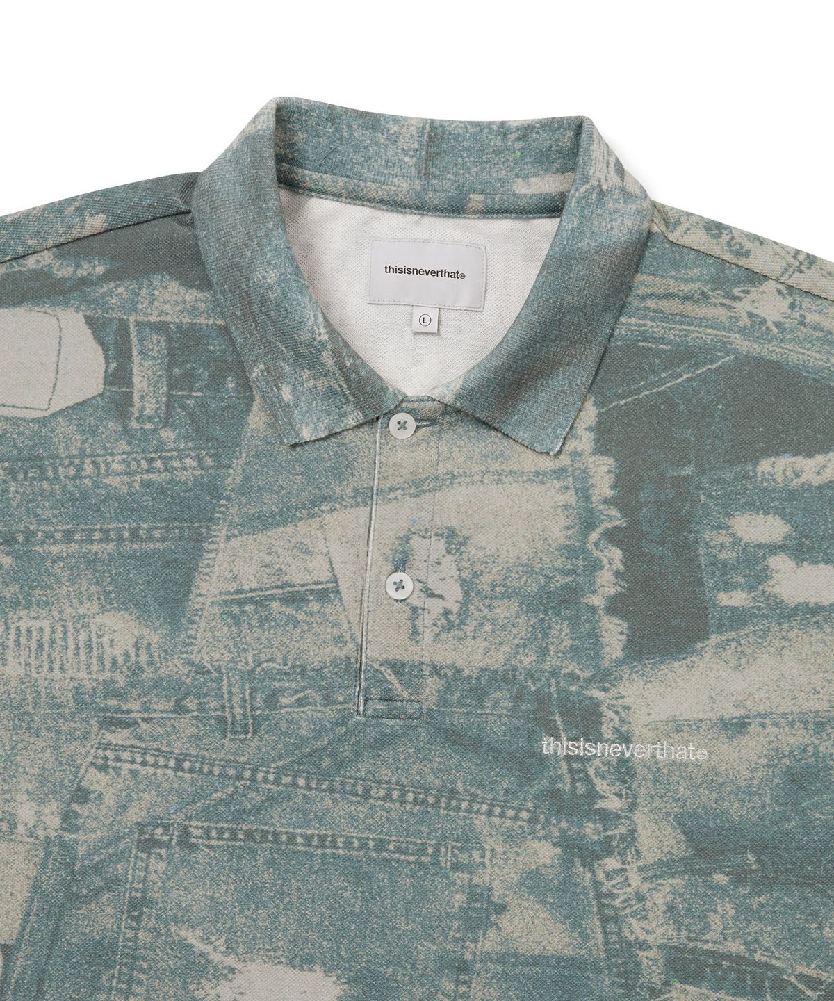 디스이즈네버댓(THISISNEVERTHAT) T-Logo S/S Jersey Polo Denim Patchwork
