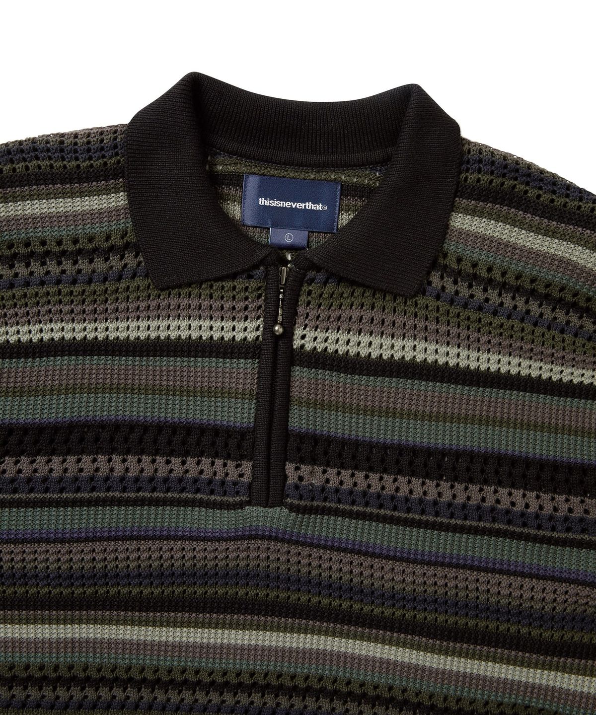 디스이즈네버댓(THISISNEVERTHAT) Striped S/S KnIt Polo Black