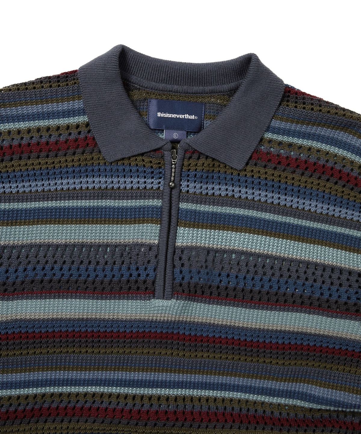 디스이즈네버댓(THISISNEVERTHAT) Striped S/S KnIt Polo Dark Navy