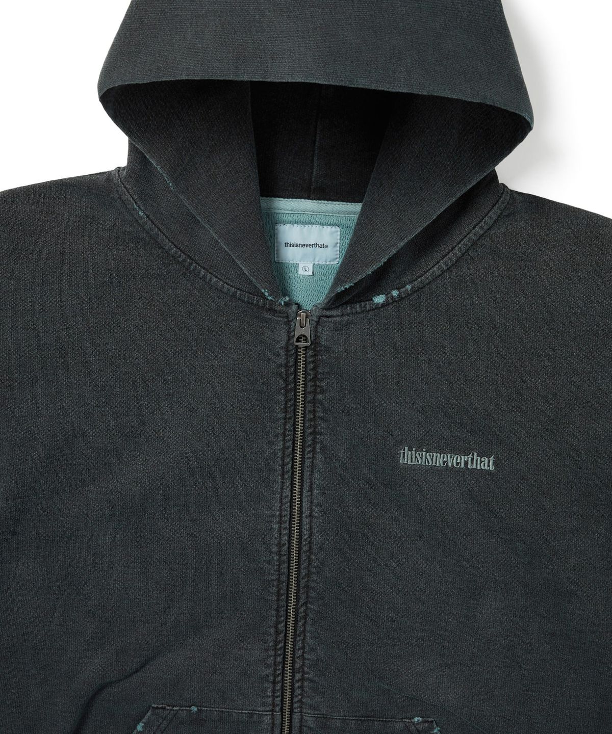 디스이즈네버댓(THISISNEVERTHAT) Damaged Zip Up Hoodie Faded Black