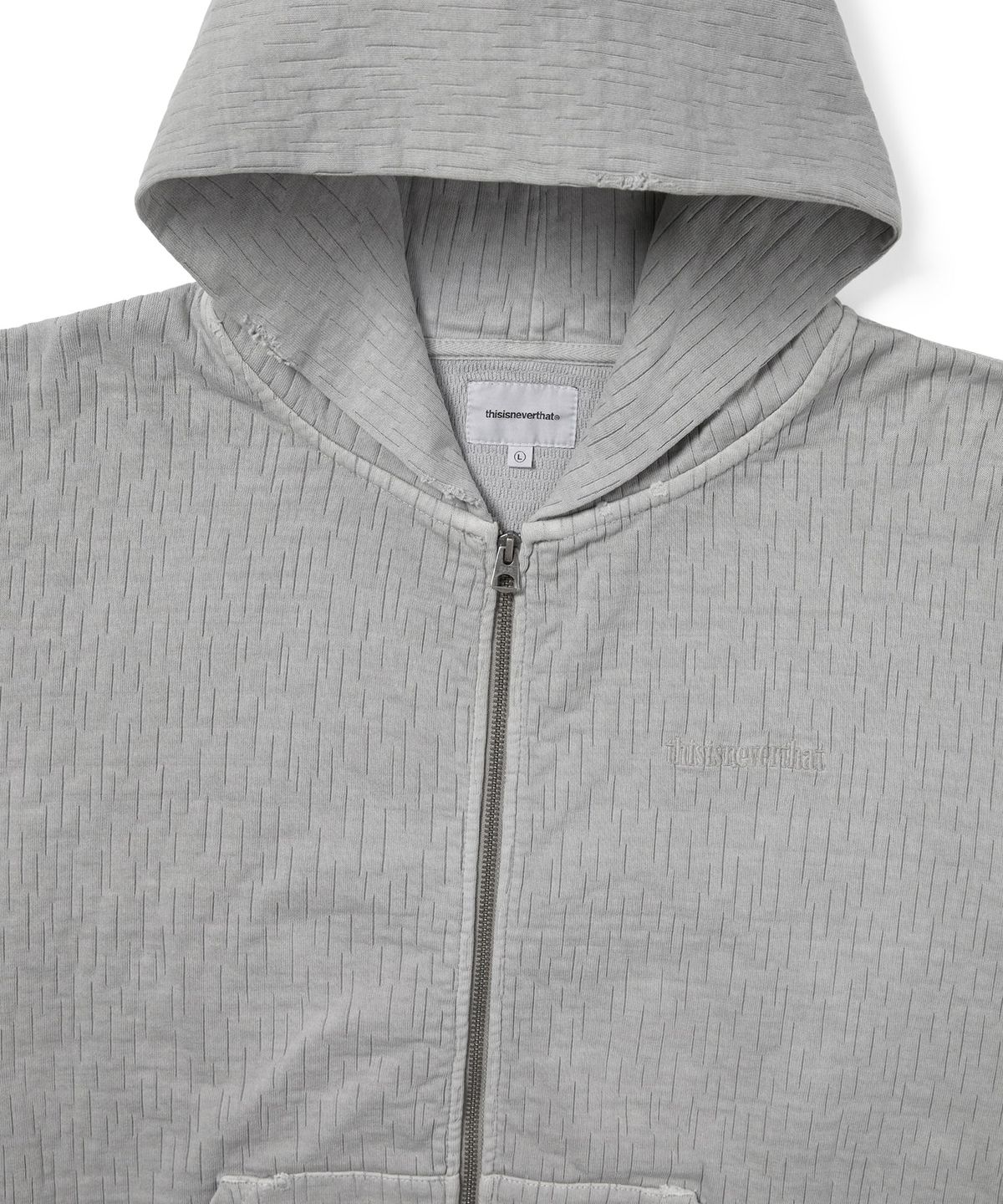디스이즈네버댓(THISISNEVERTHAT) Damaged Zip Up Hoodie Khaki Grey