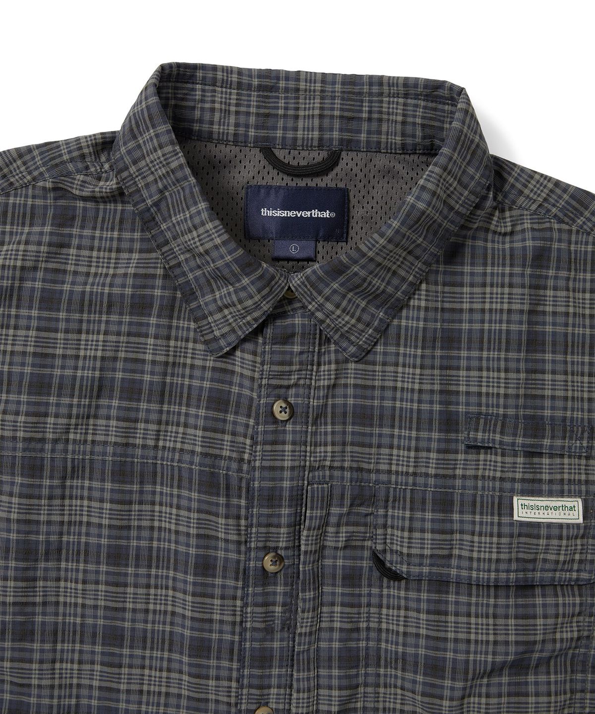 디스이즈네버댓(THISISNEVERTHAT) Plaid S/S Fishing Shirt Dark Navy